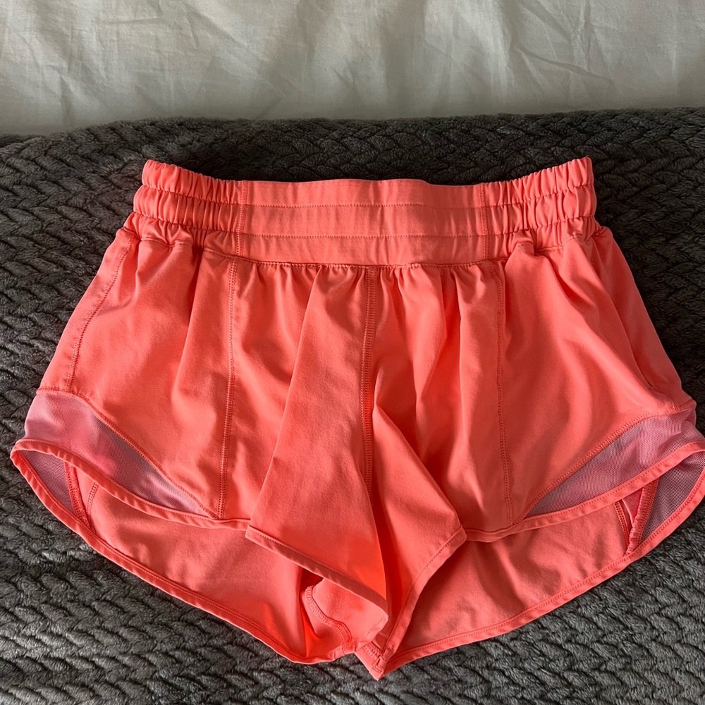 Lululemon Athletica Pink/Orange Hotty Hot Low-Rise 2.5” Shorts